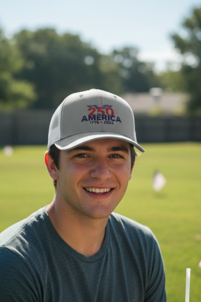 250 America Hat - Realistic Candid Lifestyle Shot