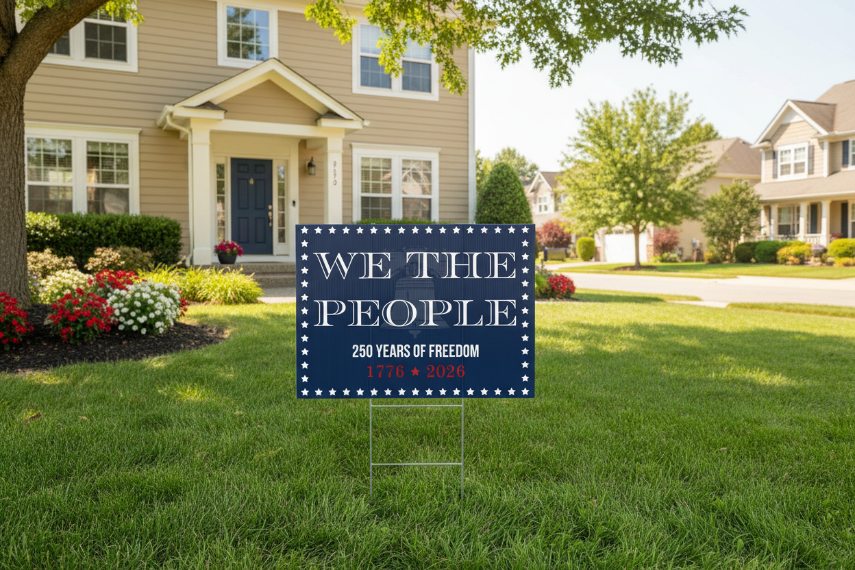 outdoor patriotic yard sign 250 years of freedom 1776 2026 lawn display