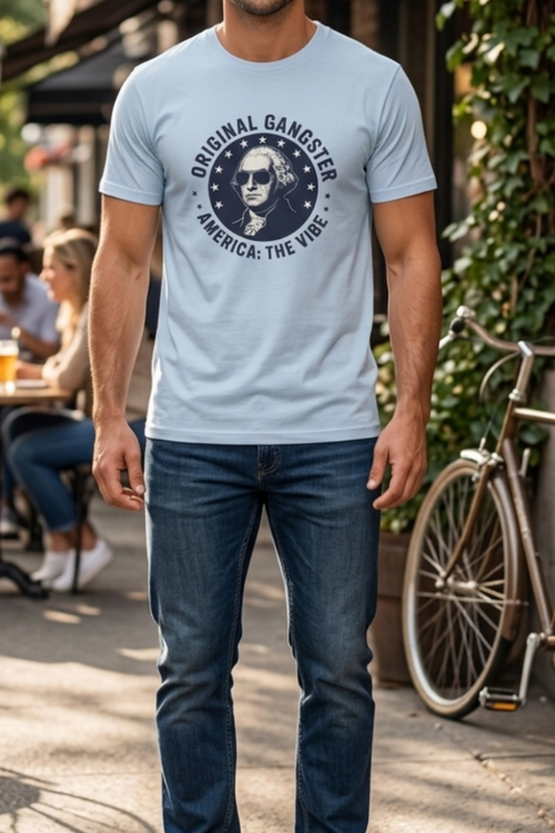 George Washington OG America the Vibe T-shirt with stars around George Washington