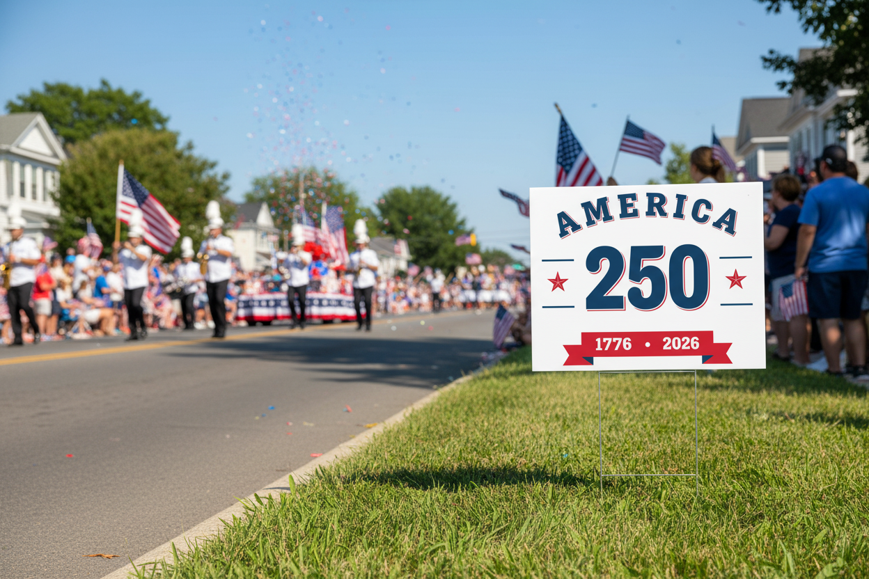 America 250 Sign at Parade