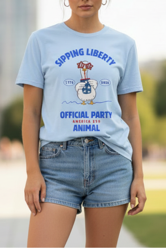 Sipping Liberty America 250 Woman's t-shirt  official party animal
